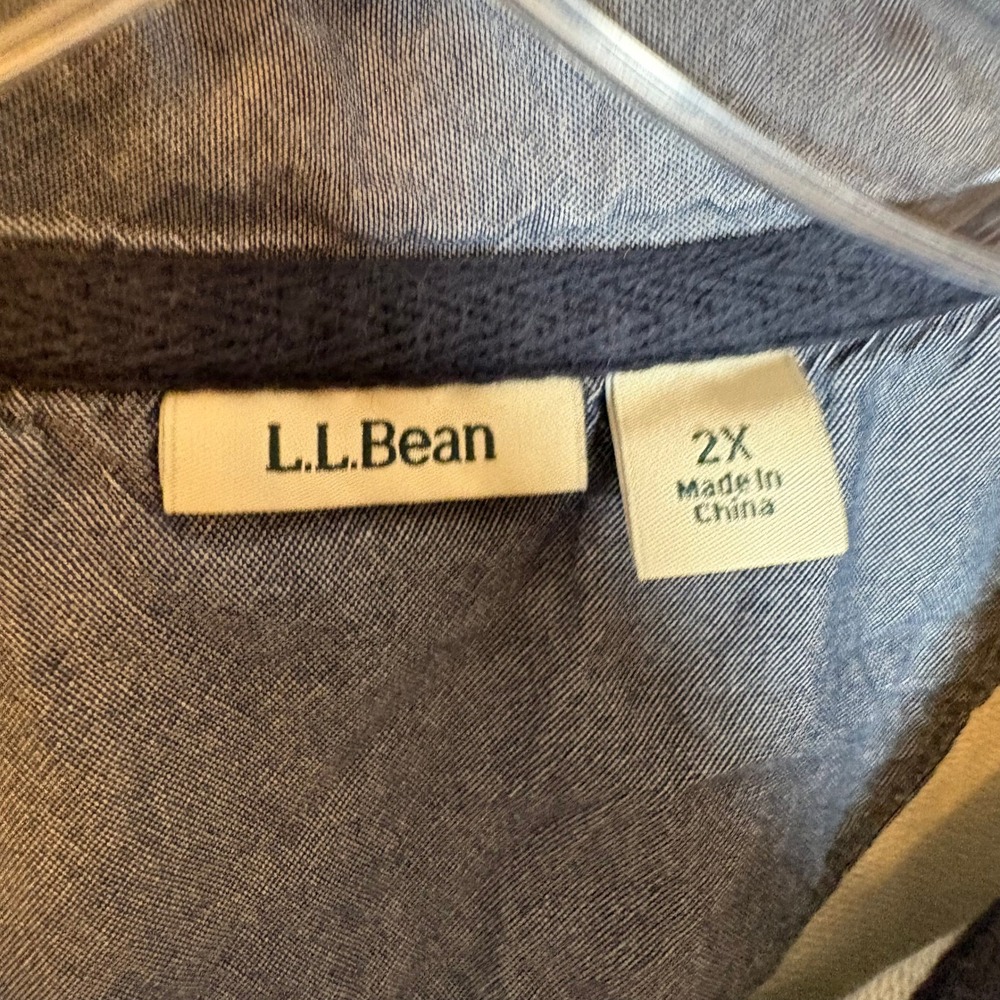 Llbean Men Gray Pullover Sweatshirt Button Neck C… - image 4
